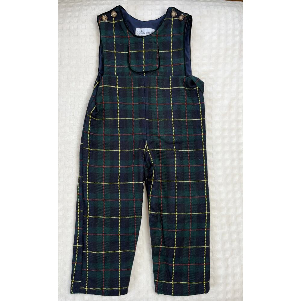 Busy Bees Sz 24 Mths Plaid Toddler Jumpsuit One Piece Bib Overalls Boutique